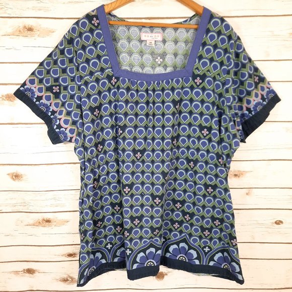 koi Tops - Koi Square Neck Geometric Print Scrub Top Purple
